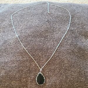 Elegant Silver and Black Pendant Necklace